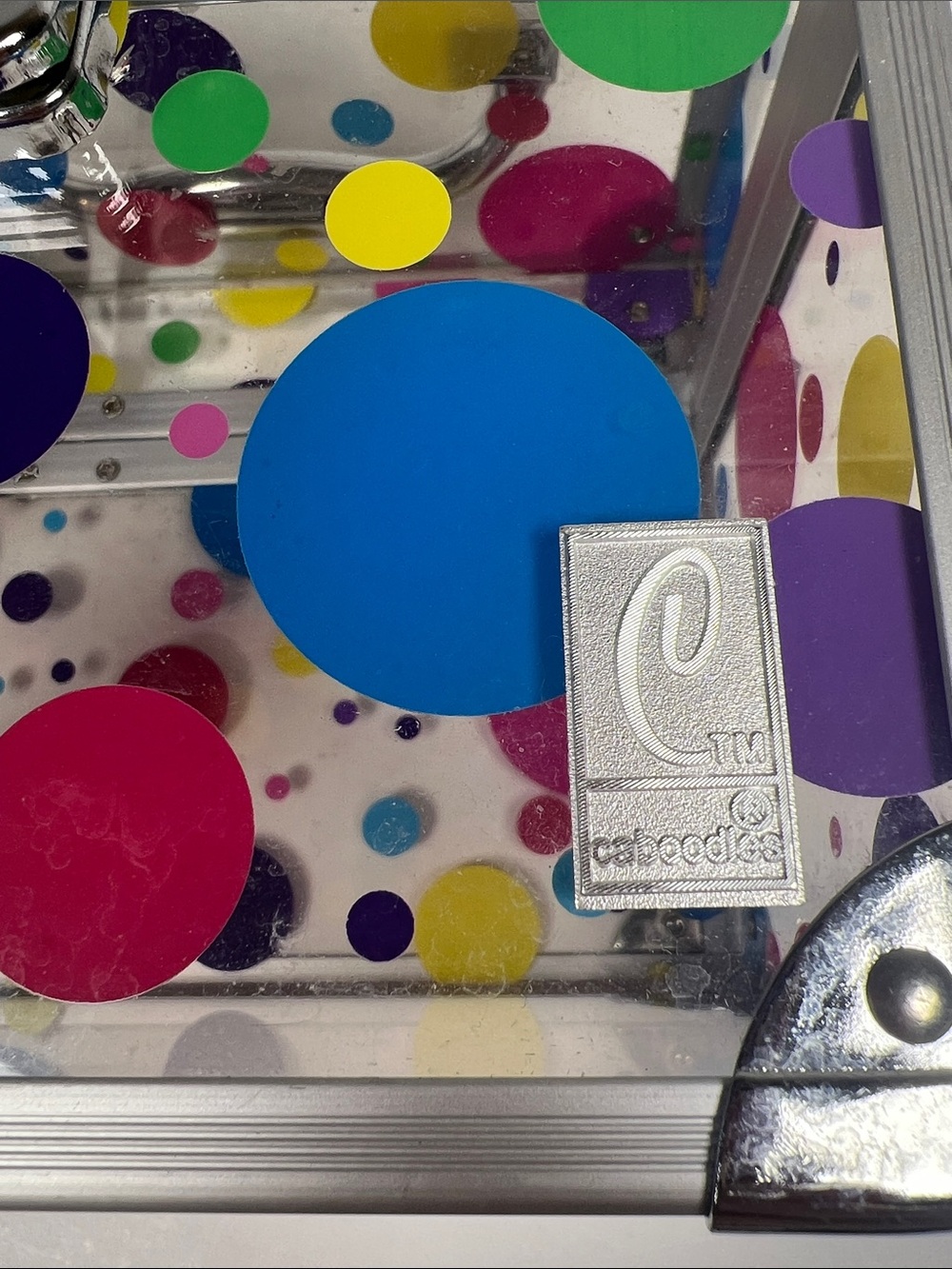 Caboodles Clear Cosmetic Case with Multicolor Polka Dots and Silver Trim - Picture 5 of 8
